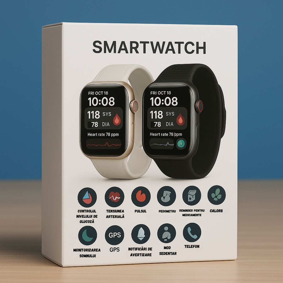 BLACK FRIDAY: Smartwatch Y68 – Monitor Medical 3 în 1 (Glicemie, Tensiune, Risc AVC) | Meniu în română